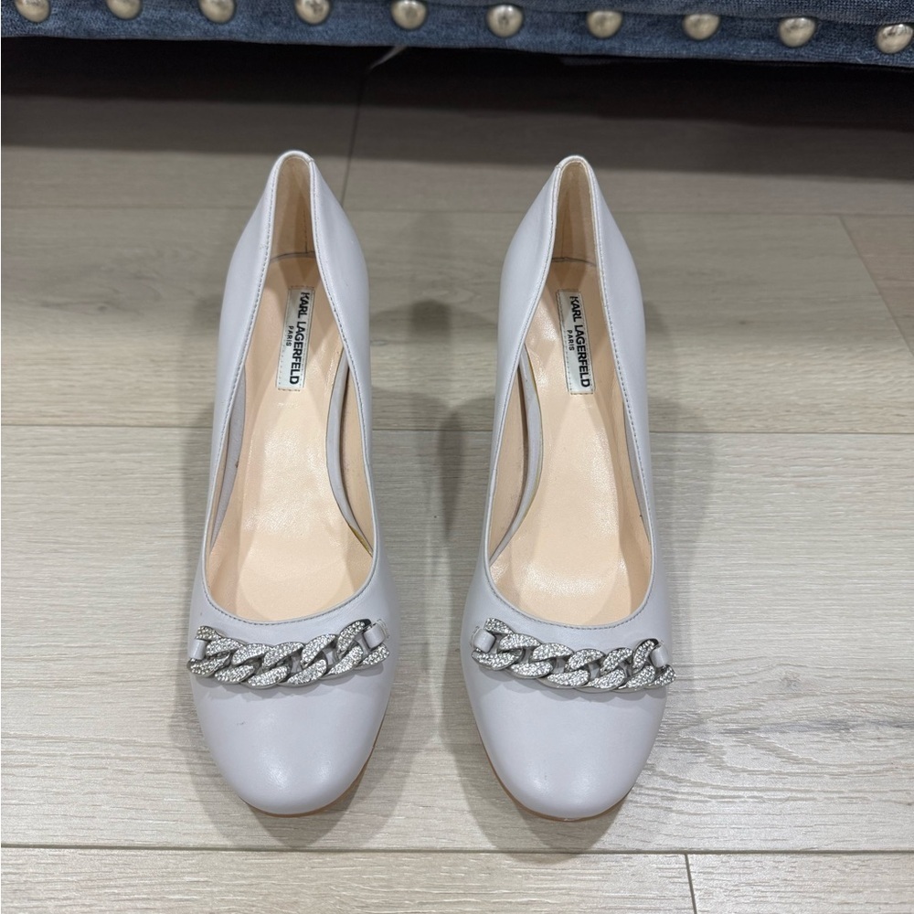 Karl Lagerfeld Sante Leather Embellished Pumps - Picture 3 of 11
